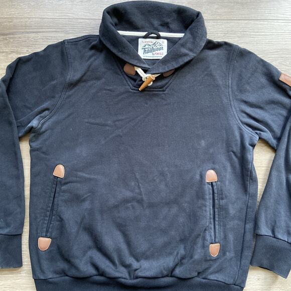 Trailwear by Penfield Sweatshirt Mens Sz M Black Shawl Neck Pullover Pockets - Picture 1 of 16